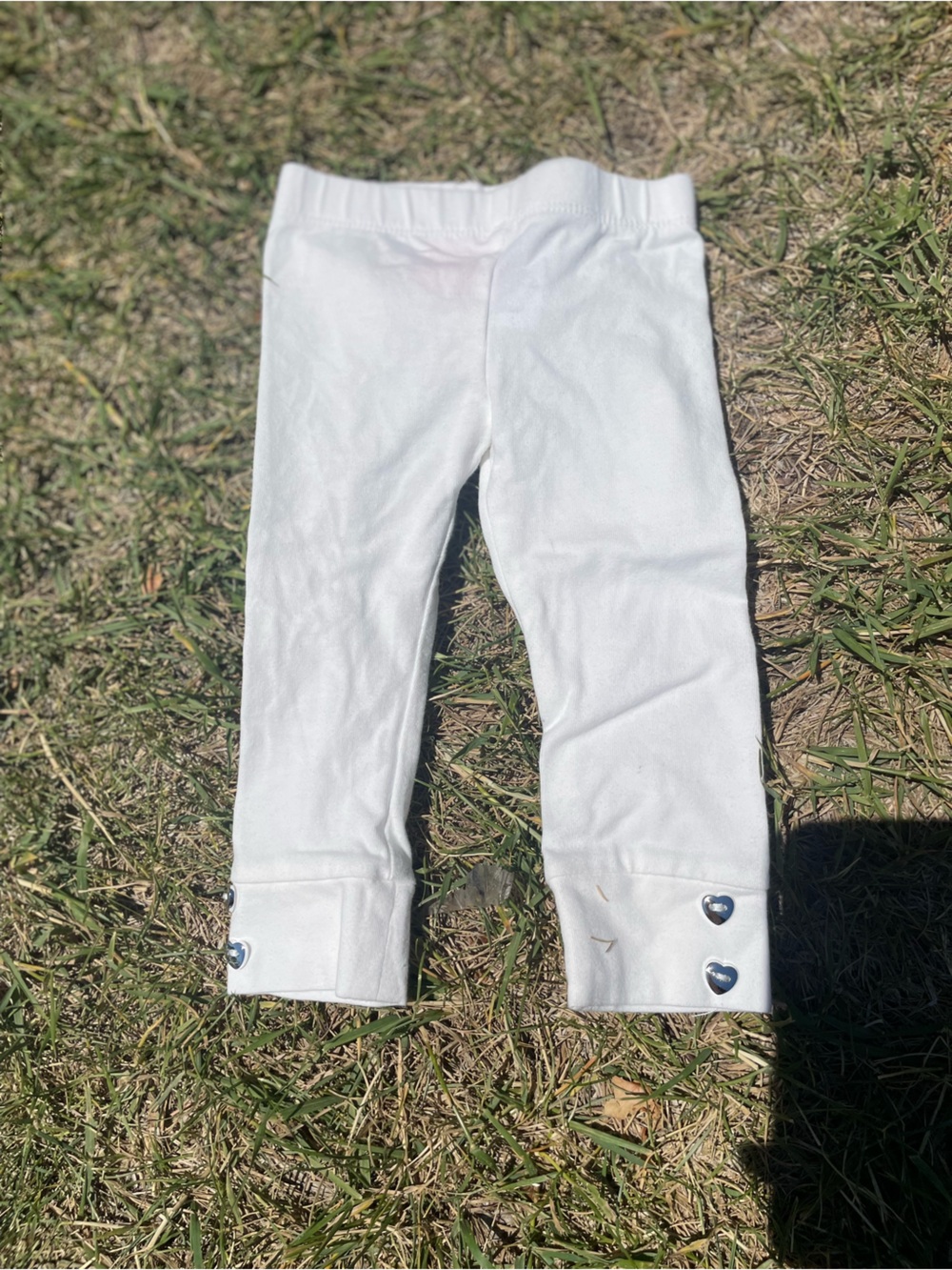 Kids White Leggings with Heart Buttons